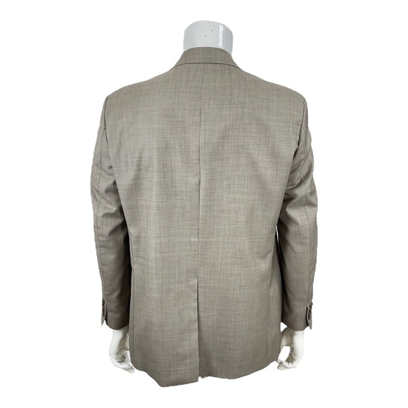 Ralph Lauren Macys Plain Weave Pure Wool Beige Blazer Jacket Sport Coat Mens 42R - Picture 9 of 12